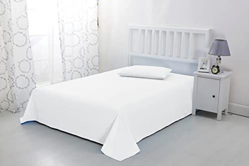 Sonia Linens Home Basic Soft Brushed Microfibre Flat Sheet - Non Iron Breathable Hypoallergenic Top Sheet (White, Double)