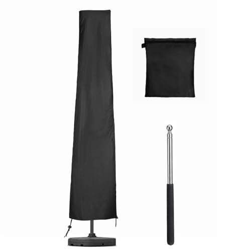 GARPROVM Parasol Covers Waterproof, Cantilever Parasol Cover 420D Oxford Fabric Garden Umbrella Cover with Strap Drawstring Zipper Telescopic Rod 1.4m - Garden Parasol Covers 190x30X45cm
