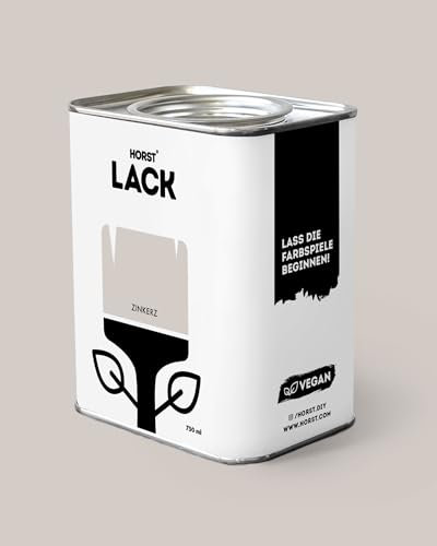 Horst Lack Zinkerz matt 1,5L - Wetterfester Möbel-Lack für Holz, Metall & Kunststoff - Hohe Deckkraft - Geruchsneutral- Spritz- & Tropffrei - Vegan - Grau
