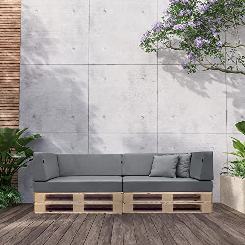 NOVELY® PELVI Outdoor Palettenkissen Palettenpolster Palettenauflagen Set | Wetterfest UV-beständig Palettenmöbel-Auflagen A Variante: Rückenkissen (120x40x20 cm) | B Farbe: 02 Graphit