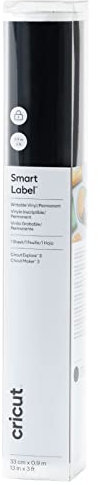 Cricut Smart Label beschreibbares Vinyl, permanent, 0, 9 m, selbstklebende Vinylrolle, für Explore 3 und Maker, 2009446, Schwarz, 0.9m (3ft)