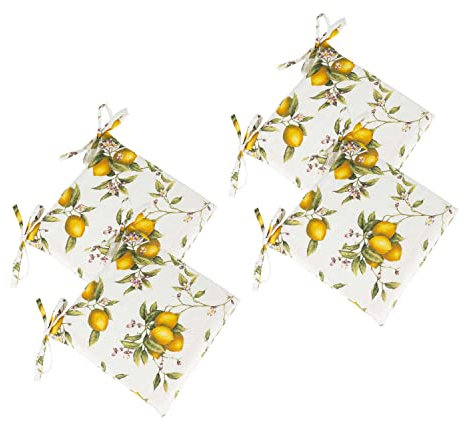 4 Kissen Stuhl 40 x 40 cm H 4 Bezug Muster Zitrone Old Baumwolle 100% Innenraum WF Dicke 4 cm Bezug abnehmbar in 30 Farben nach Maß