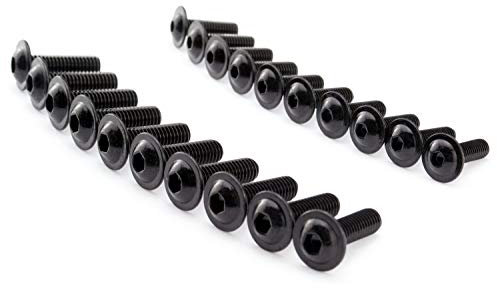 Motorrad Linsenkopfschrauben Edelstahl V2A schwarz M4 M5 M6 Schrauben Innensechskant breit, Stückzahl:25 Stk., Abmessung Schrauben:M6x16