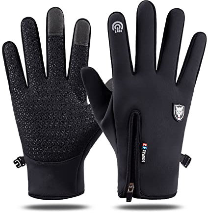 Hsdvdva Handschuhe Herren Damen Touchscreen Fahrradhandschuhe Winddichte Wasserdicht rutschfeste Sporthandschuhe Winter Warme MTB Handschuhe für Laufen Skifahren Motorrad Radfahren Schwarz L