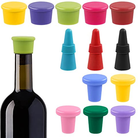 Glarks 13-teiliges Silikon-Weinverschluss-Sortimentskit, 3 Arten, wiederverwendbar, Bierglasflaschenverschluss, Getränkeflaschenverschluss, Kork, Weinsparer für Weinflaschen, hält Wein frisch