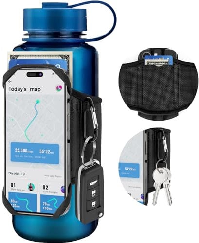 Cikyner Mobiler Wasserflaschengurt, Wasserflasche Halter für Handy 360° drehbar & abnehmbar, Handy-Wasserflaschentasche für 4.5-7'' Mobiltelefon & Durchmesser 5-9cm Wasserflaschen