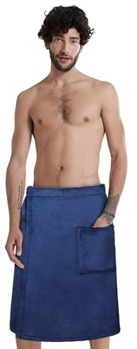 Saunakilt Herren Frottee Saunahandtuch mit Gummizug, verstellbar | mit Gummibund und Druckknöpfen, schnelltrocknend, saugstark, weich, ideal für Wellness, Spa, Fitness und Strand