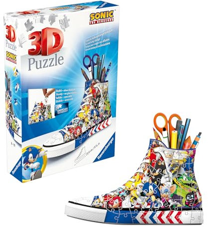 Ravensburger 3D Puzzle 11593 - Sneaker Sonic - Praktischer Stiftehalter - Schreibtisch-Organizer für Erwachsene und Kinder ab 8 Jahren