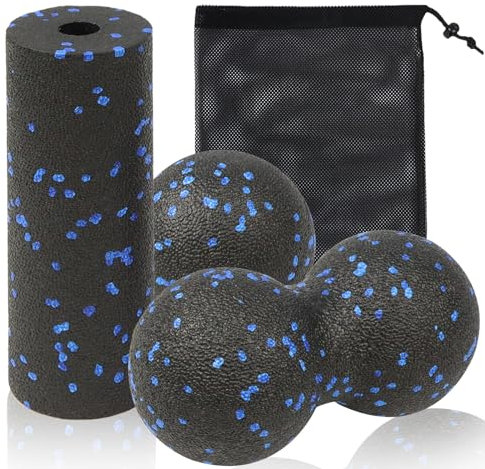 WEXFFU 3 Pcs Blackroll et Rouleau de Fascia, Petite Balle de Massage Rouleau de Fascia Pour la Colonne Vertébrale, le cou,Offre un Massage et un Soulagement de la Douleur Avec Sac de
