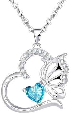 Tusuzik Regalo Natale Donna Collana Argento 925 Collana Cuore Farfalla Dicembre Birthstone Necklace Idee Regalo Gioiello Donna per Moglie/Sorella/Amiche Regali Anniversario Compleanno