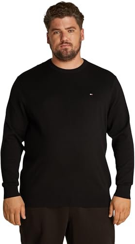 Tommy Hilfiger Herren Pullover Essential Cotton Rundhalsausschnitt, Schwarz (Black), XXL