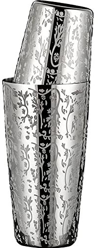 Keuyeo Coctelera De Acero Inoxidable, Coctelera Boston De Lata con Patrón Grabado, Coctelera De Bebidas Martini, Herramientas Profesionales para Bar