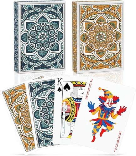 Aomaic 2 Stück Spielkarten Standard Spielkarten Designer Profi Pokerkarten Kartendeck Spielkarten für Familien Kartenspiele Party Texas Holdem Poker Blackjack Euchre Canasta