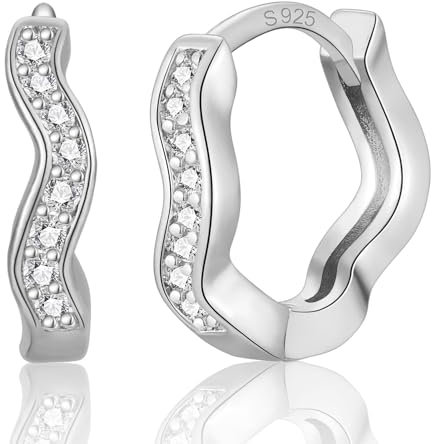 PDTU Ohrringe Silber 925, Creolen Silber 925 mit Zirkonia 8mm Klein Huggie Hypoallergen