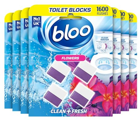 New Bloo Toilet Blocks, Pack of 4 x 7, Limescale Remover Cistern Block, Cleaner with Cleaning and Foaming Action, Fresheners – Fresh Flowers