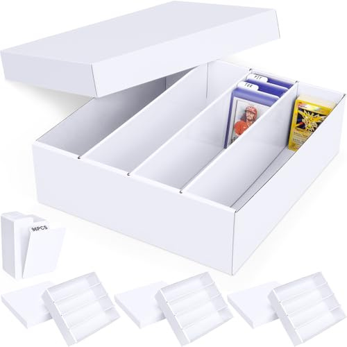 Leyzan Trading Card Storage Box, 3200 Count Cardboard Storage Box with Divider for Sports, Tcg, Mtg Card(4 Pack)