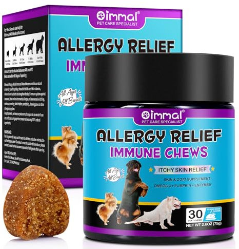 MINGYITUO Dog Allergy Relief Chews,(30 Chews),Itchy Dog Skin Relief Chews, Anti-Itch & Hot Spots, Stop Itching, Licking, Scratching, Seasonal Allergies,Peking Duck Flavor