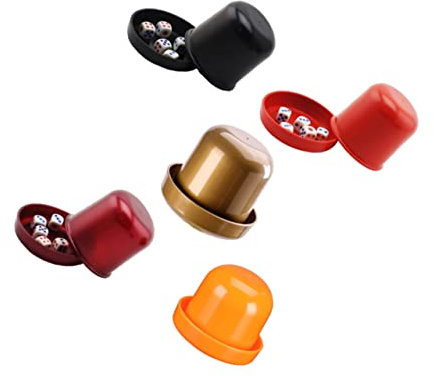 GARVALON Würfelschale ABS mit Sockel und 5 Würfeln für Spiele | Würfelbecher mit Deckel, Anti Cheat Würfelbox, Trinkwürfelspiel und Dice Cup Spiel