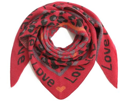 stylx Damen Schal XXL Dreieck mit Leopard Muster LEO LOVE Warm Weich Strickschal Karo Winterschal Herbstschal Wolleschal Frauen Deckenschal Halstuch Scarf Poncho Cape