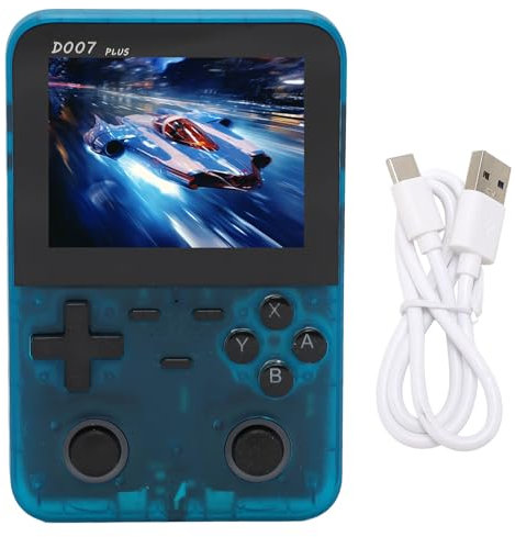 Console di Gioco Portatile Schermo a Colori Open Source Console di Gioco retrò Tasto di Direzione Incrociato per Giochi Vintage Portatili (Blu trasparente)