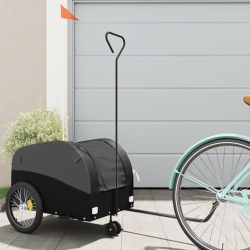 Somanki Fahrradanhänger Schwarz 30 kg Eisen, Fahrrad Anhänger, Lastenanhänger, Handwagen, Fahrrad-lastenanhänger, Lastenfahrrad - 94143