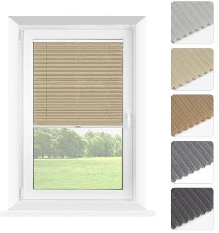 Mardom Thermo Plissee mit Bohren Leinen Melange, 70 x 220 cm - Höhenverstellbares Verdunklungsplissee mit Aluminiumschienen - für Sonnenschutz und Privatsphäre - Einfach zu Montieren