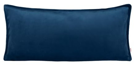 beties Samt&Sonders-Serie, Kissenhülle ca. 30x70 cm mit dekorativer Jeansnaht, aus deutschem Unternehmen in hochwertiger Qualität, Farbe: Admiral-blau