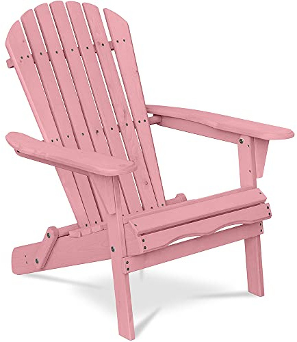 Iconik Interior Chaise d'extérieur en Bois avec accoudoirs - Chaise de Jardin Adirondack - Adirondack Rose pâle