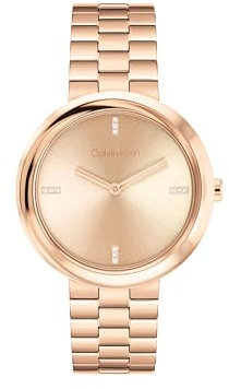 Calvin Klein Orologio Con Movimento Al Quarzo A Due Lancette da Donna Collezione TWISTED BEZEL con Cinturino in Acciaio Inossidabile di Color Oro Rosa - 25100095, Full Carnation Gold