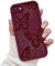 FUXICASE for iPhone SE/8/7 Case, Creative Butterfly Pattern Design for Girl Women, Soft Silicone Shockproof Anti-Scratch Protection Phone Cover for iPhone SE/8/7 (Burgundy Red Butterfly)