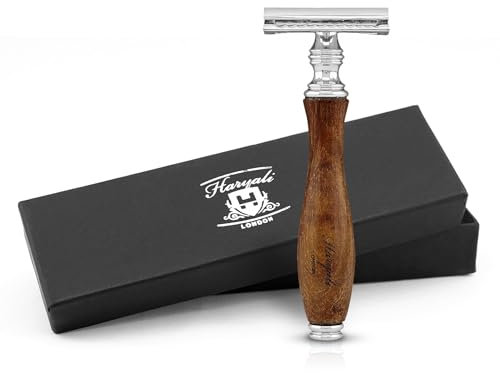 Haryali London Rasierhobel mit Doppelklinge für Damen und Herren – Nachhaltige Doppelklinge – Aus Holz – Ergonomisches Design – Wiederverwendbarer Rasierer – Passend für alle DE-Klingen