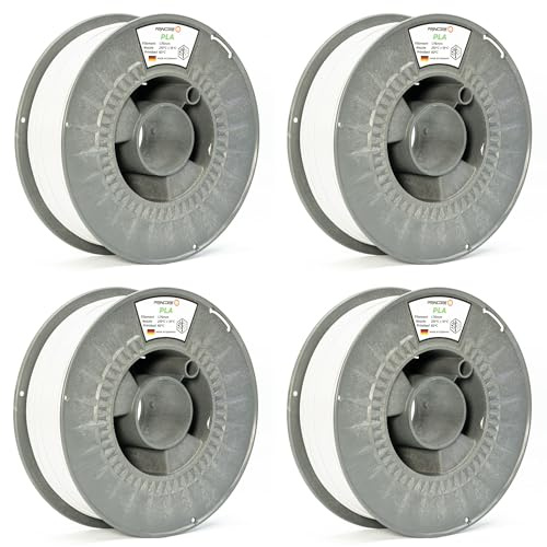 PRINCORE Filament PLA 1.75mm, 4er Bundle Weiss, 3D Drucker PLA Filament, Druckmaterial (Weiss, 4 x 1000g)