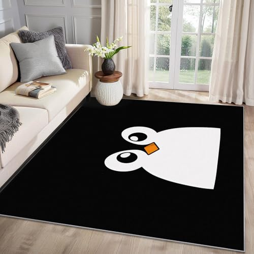 MMYAOKEN Pinguin Teppich Wohnzimmer 40x60 Cartoon Tiere Kinder Deko, Kleiner Teppich Kurzflor, Weich rutschfest Waschbare Teppiche, Fußmatte Bettvorleger Schlafzimmer Kinderzimmer