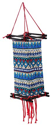 Chinesische Stofflaterne Blau Rechteckig Weihnachten Geschenkideen | Ethno Tie Dye Dekor, Stoff Lichtabdeckung für Hängeleuchten, Festivaldeko mit Klaren Druckmustern