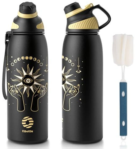 Fjbottle Borraccia Termica 1L Acciaio Inox con Tappo Magnetico per Sport | Senza BPA, senza perdite, spazzola inclusa, ideale per palestra, lavoro e trekking