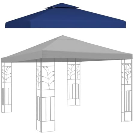 3 x 3 m blaues Ersatzdach für Pavillon, Regenschirm, Marktschirm, Sonnenschirm, wasserdicht, für Außenbereich, Terrasse, Schatten