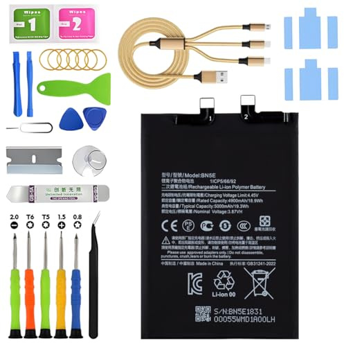 Batería para Redmi Note 11 Pro 4G/5G/Note 12 Pro 4G BN5E | con kit de reparación,5000 mAh,Polímero de Litio,Reemplazar la Bateria,para modelo：2201116TG 2201116TI 21091116I 2201116SG