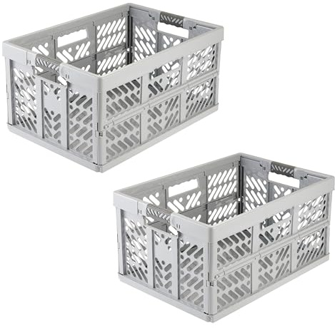 keeeper ben Profi-Klappboxen, 2er-Set, 45 l, Nordic Grey | Verstärkte Ränder, Seiten ohne scharfe Kanten, Fest integrierte Soft-Touch Griffe, Schnell zusammenklappbar, Max. 50 kg