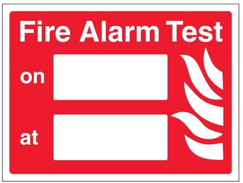 V Safety 13045AR-S Fire Alarm Test Sign - Landscape - 200mm x 150mm - Self Adhesive Vinyl, Red