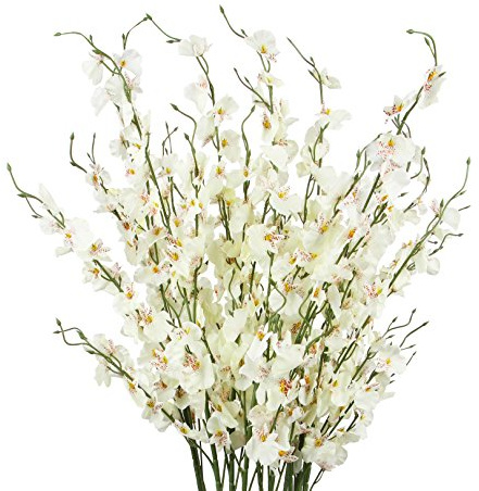TYEERS Künstliche Orchidee Blumen 10 Stück Künstliche Tanzende Dame Orchidee Oncidium - Weiß