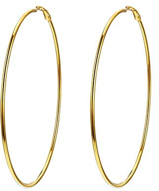PROSTEEL Damen Creolen 100mm Groß Ring Kreis Ohrringe 18K vergoldet Simpel Stil Huggie Hoop Klappcreolen Ohrschmuck für Frauen Mädchen