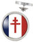 Badge Pin's Argenté 20mm Drapeau France Libre Croix de Lorraine Résistance CDG