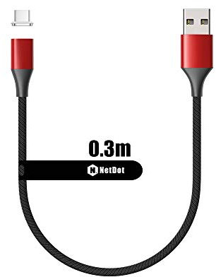 N. NETDOT 10th Generazione Cavo Magnetico,Ricarica Rapida e Trasferimento Dati per Smartphone USB-C (0.3 Meters/1 pack rosso)