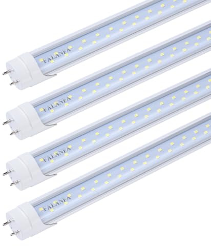 FALANFA T8 4FT 48 28W LED Tube Light, 6000K Cool White, Dual-Row LED Fluorescent Bulbs,Clear Cover, G13 Base Two Pins (Replace 65w), Bypass Ballast,Dual-End Powered,Pack of 25