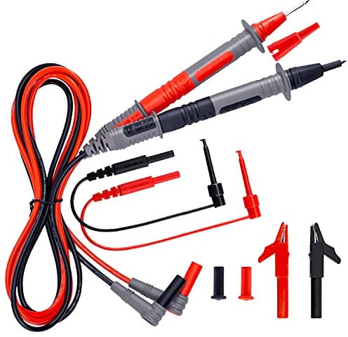 KAIWEETS KET01 8 Piezas Cables de Multímetro, Juego de Cable de Prueba de 4mm con Sondas de prueba, Mini Ganchos y Pinzas de Cocodrilo, CAT III 1000V & CAT IV 600V para Polimetro, Pinza Amperímetrica