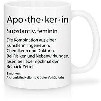 Shirtinator Beruf Definition Apothekerin Geschenk Tasse mit Spruch, Arbeit Kollegen Gag Job witzig Teetasse