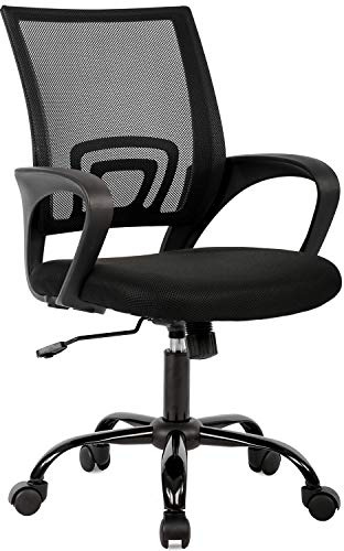FDW Ergonomic Office Chair Home Desk Chair Task Mesh Computer Chair Gaming with Back Lumbar Support Armrest Modern Swivel Modern Adjustable Rolling Executive Mesh Chair for Women Men (Black)