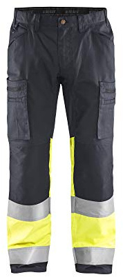 Blaklader 155118119633C48 Arbeitshose mit Stretch, Mittelgrau/High Vis Gelb, Größe C48