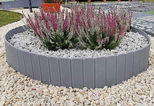 KAGM Beetumrandung Beeteinfassung Rasenkante Baumring Gartenpalisade [6,00 /Meter] | Grau