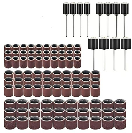 102 Stück Schleifband Sandtrommel Set 80 Körnung 3,175mm Schaft Für Bohrmaschine Polieren Und Schleifen Von Keramik Stein Glas Und Holz